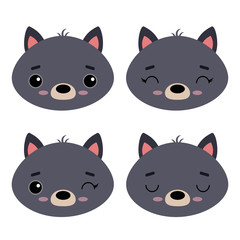 Set of cute vector cats illustration. Emotional pets isolated on a white background. Design for children, poster, print on fabric, greeting card.