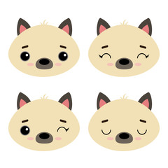 Set of cute vector cats illustration. Emotional pets isolated on a white background. Design for children, poster, print on fabric, greeting card.