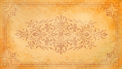 Obraz premium Jugendstil floral Ornament braun auf Hintergrund Pastell gold gelb Textil Wand antik altes Papier Vorlage Layout Design Template Geschenk zeitlos schön alt barock edel rokoko elegant background