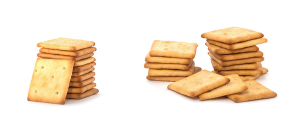 square crackers isolated on white background.