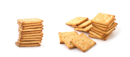 square crackers isolated on white background.