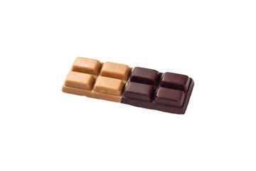 Chocolate bar Isolated on a white background. clipping path. Black and White Chocolate