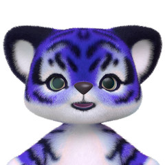 cute tiger cartoon id profile portrait in white background