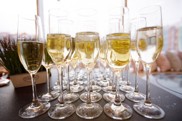 glasses of champagne on table