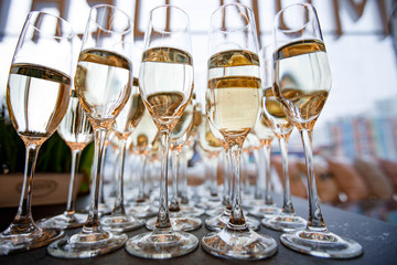 glasses of champagne on table