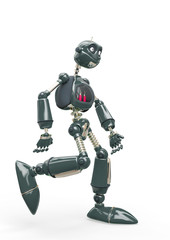 vintage robot cartoon walking in white background