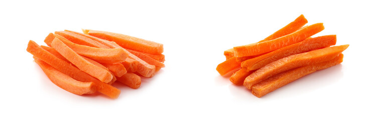 raw chopped carrot isolated on a white background