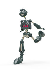 vintage robot cartoon is happy in white background