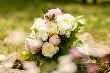 Wedding bouquet, composition with bouquet of freshly cut flowers