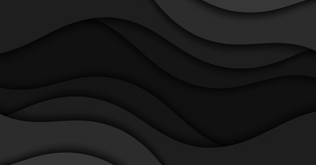 Fototapeta premium Abstract illustration with black waves. Wavy dark background.