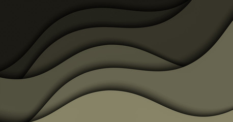 Abstract illustration with black waves. Wavy dark background.