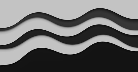 Abstract illustration with black waves. Wavy dark background.