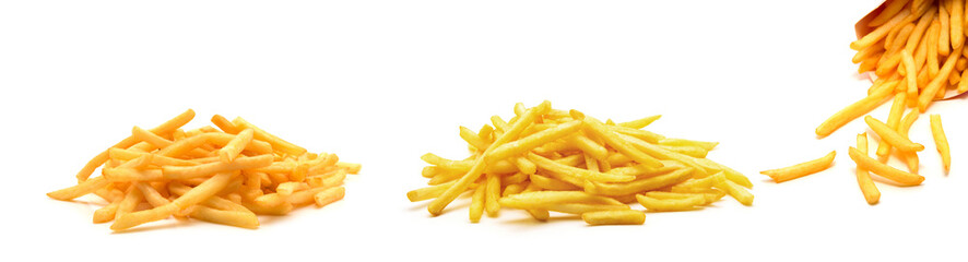 potato fry on white isolated background