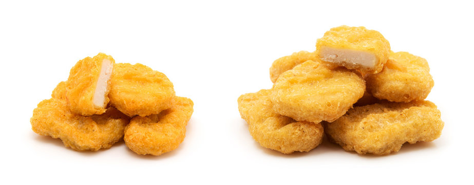 Fried Chicken Nuggets Isolated On White