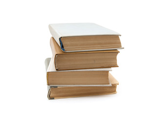 stack of Old books isolated on white