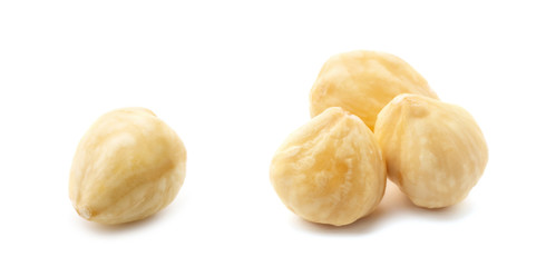 Hazelnuts isolated on the white background