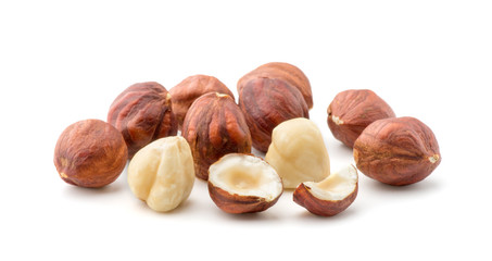 Hazelnuts isolated on the white background