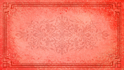 Obraz premium Jugendstil floral Ornament Rahmen schwarz Hintergrund Pastell rot Textil Wand antik altes Papier Vorlage Layout Design Template Geschenk zeitlos schön alt barock edel rokoko elegant background