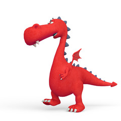 baby dragon cartoon walking around in a white background