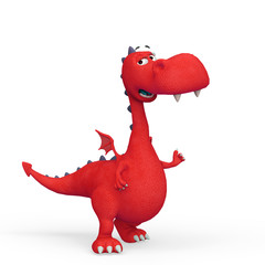 baby dragon cartoon is talking about in a white background