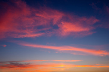 Fiery orange sunset sky. Beautiful sky.