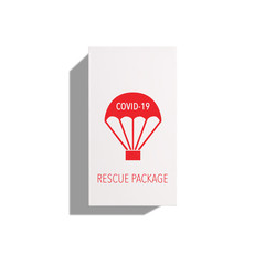 Rescue package for Coronavirus on white background. Covid 19 vaccination box against this flu disease