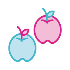 fresh apples fruits line and fill style
