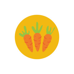 fresh carrots vegetables block and flat style