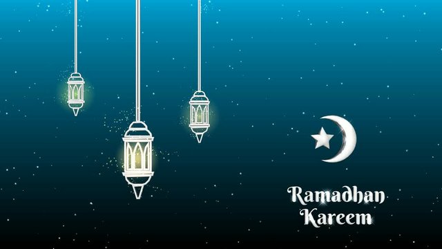 ramadan kareem greeting animation background. lantern light motion 