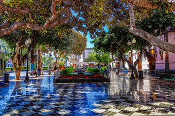  urban landscape from the Spanish capital Canary Island Las Palmas Gran Canaria with streets and...