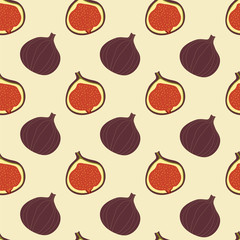 Seamless vector hand drawn pattern with figs . It can be use for fabric, packaging, labels, wrapping paper or background of something else.