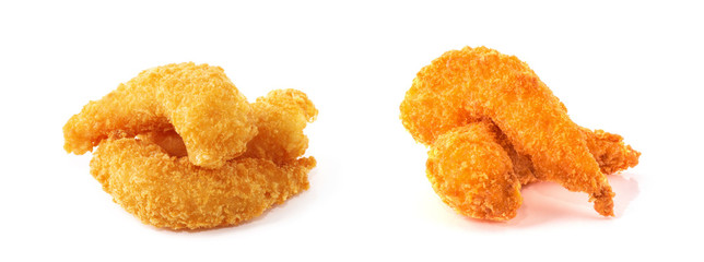 Fried shrimps isolated on white