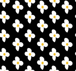 black and white 70s floral seamless vector pattern editable and separable 