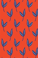 red and blue leaves seamless vector pattern