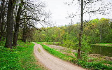 Fototapeta na wymiar Nature of Traku Voke public park in Vilnius, Lithuania, Baltic country.
