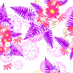 The seamless background is beautiful graphic flowers. Vector illustration