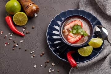 Fish soup with shrimps. Seafood