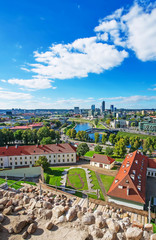 Old Arsenal yard and Financial district with skyscrapers in Vilnius