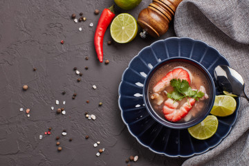 Fish soup with shrimps. Seafood