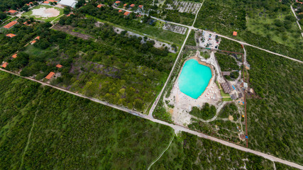 Fototapeta na wymiar Aerial image of the Blue Hole of Caiçara, Cruz, Ceara on a tour from Jericoacoara