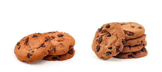 Chocolate chip cookie on white
