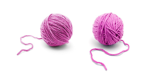 Ball of yarn on white background