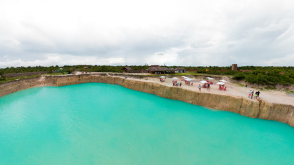 Aerial image of the Blue Hole of Caiçara, Cruz, Ceara on a tour from Jericoacoara