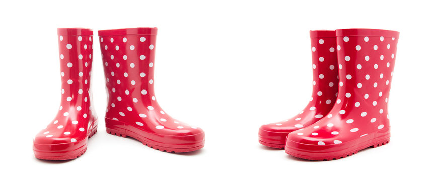 red boots on white background