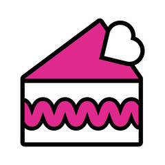 happy valentines day sweet cake with heart line style