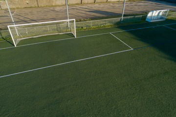 Aerial view of football field goal