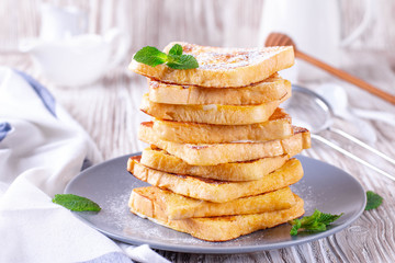 Homemade French Toast with Powdered Sugar