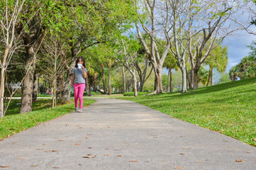 Fototapeta premium coronavirus kids young girl frozen, holding sanitizer sip juice walk forest school scared help run covid19