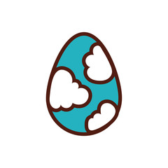 easter egg painted with clouds flat style
