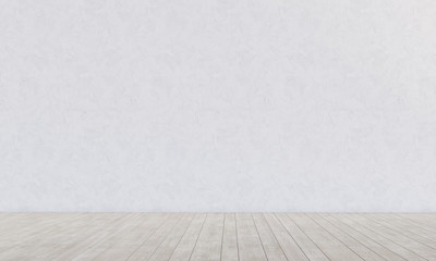 Empty concrete wall and wooden floor. Grunge minimal design. Empty interion. 3D render image.